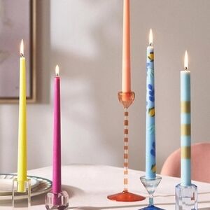 Anthropologie Cut Glass Mini Candle Holder, Yellow